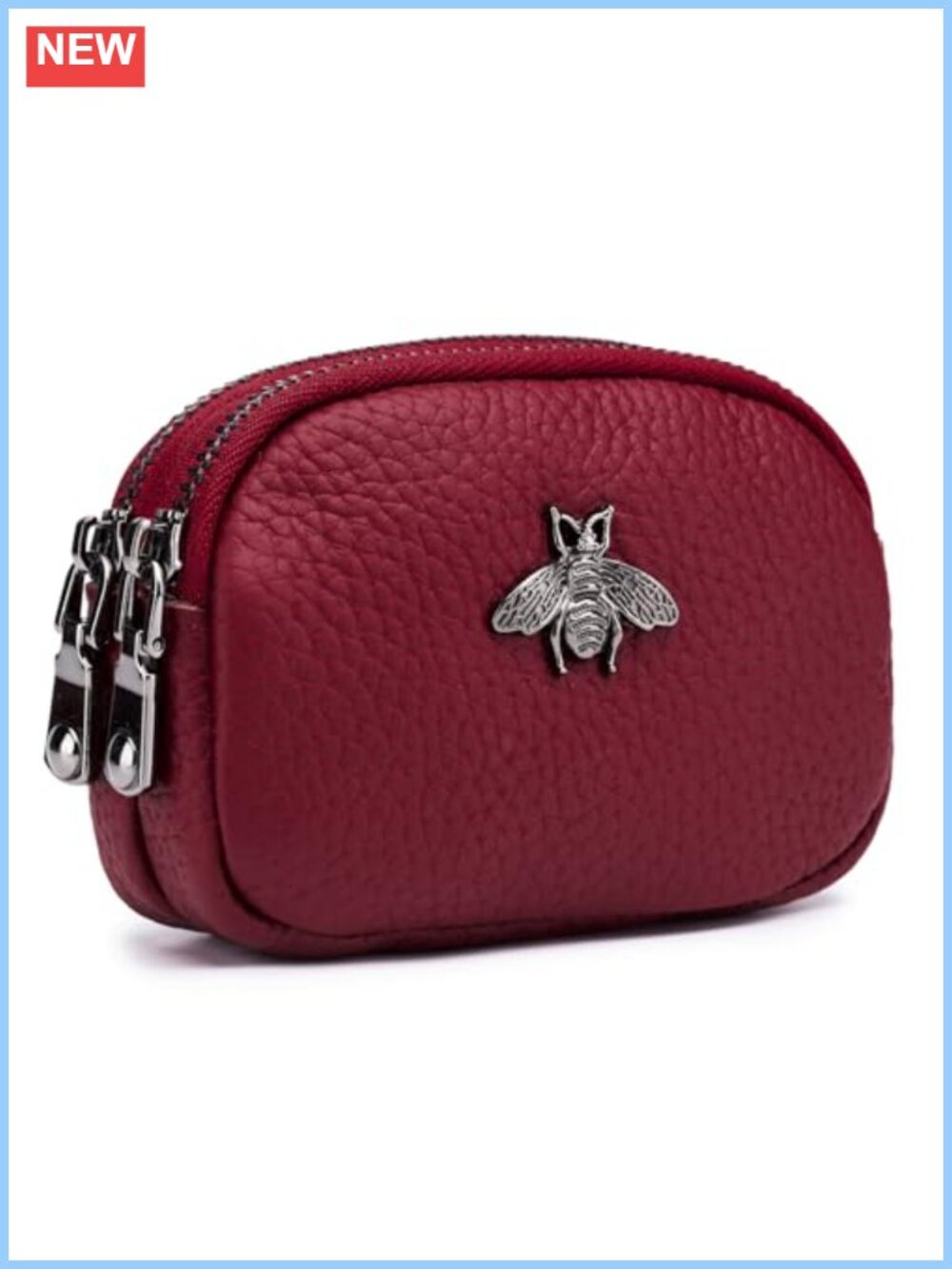 Leather Coin Purse Small Womens Wallet Zippered Change Pouch